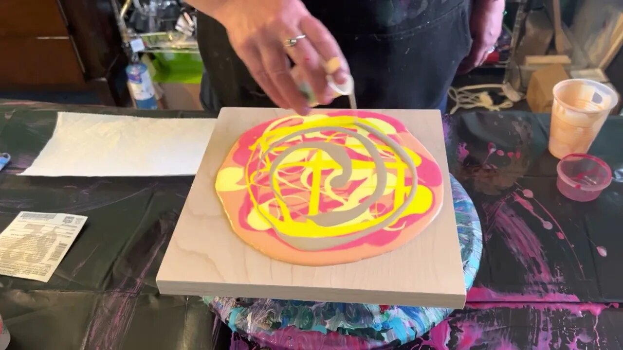 Drizzle, swipe, spin and wreck inspired by @Paint Pouring by Kathleen Miller