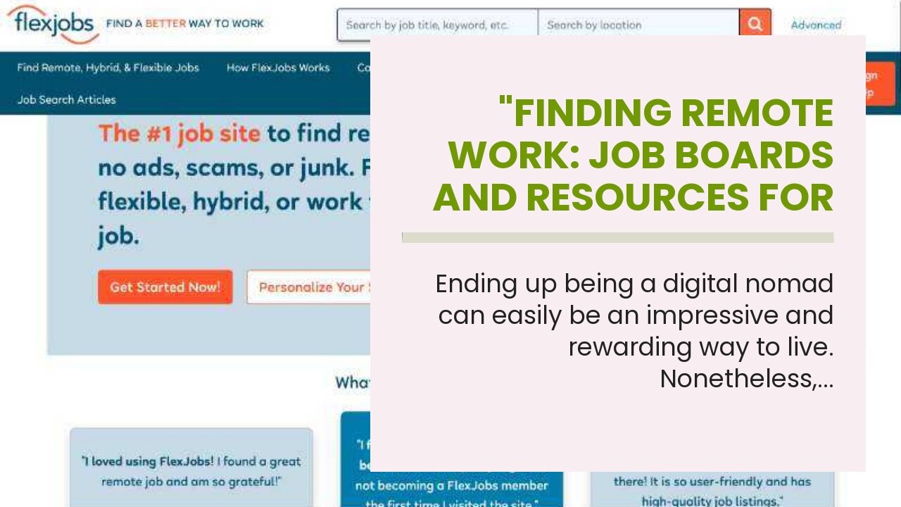 "Finding Remote Work: Job Boards and Resources for Digital Nomads" for Beginners