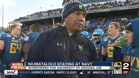Niumatalolo staying at Navy