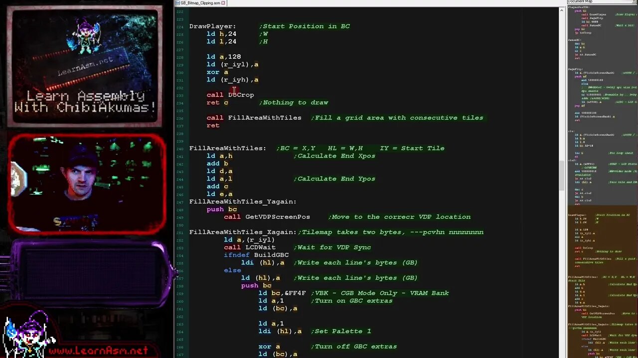 GBZ80 Lesson S36 - Bitmap clipping on the GB/GBC via the tilemap