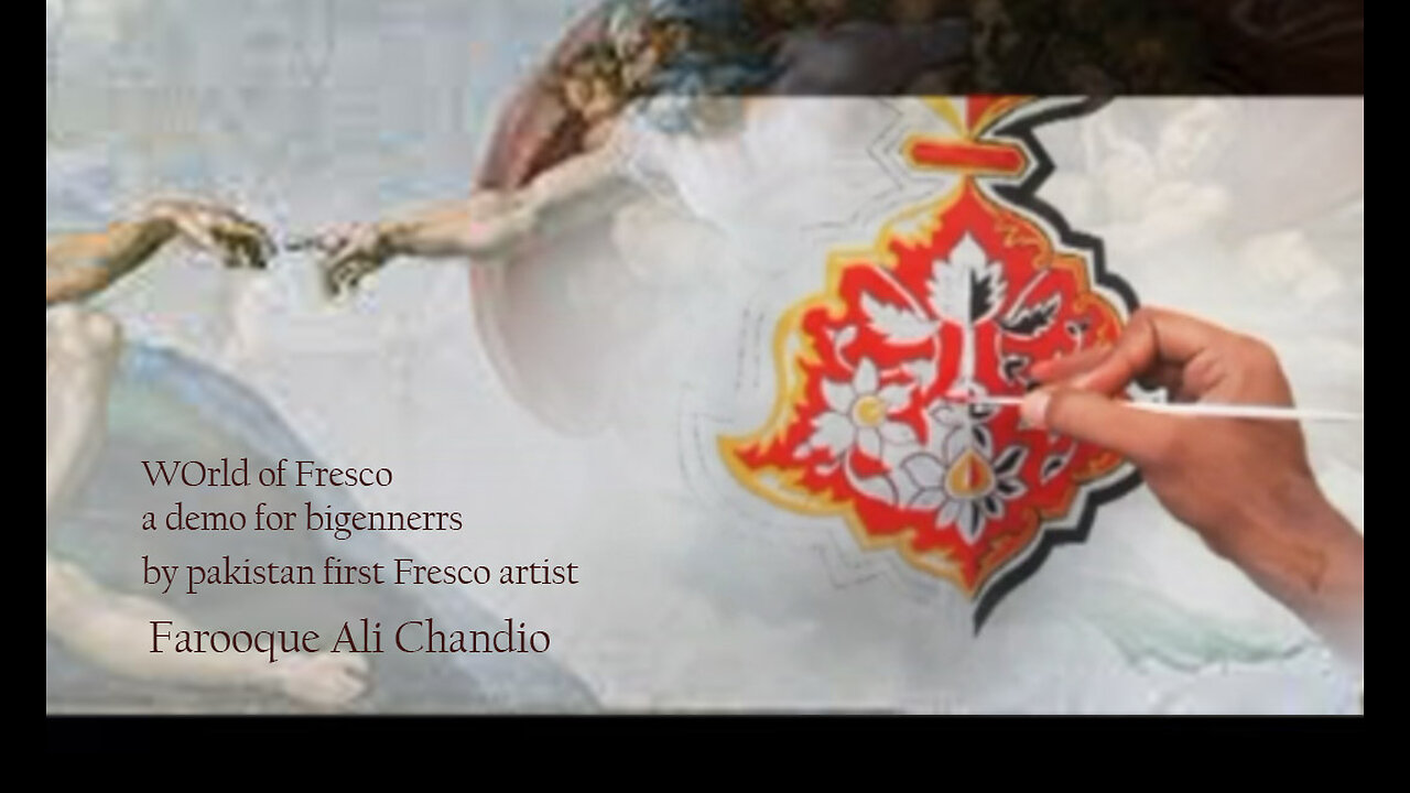 How to make fresco painting, Floral design, technique, Demo, by Farooque chandio
