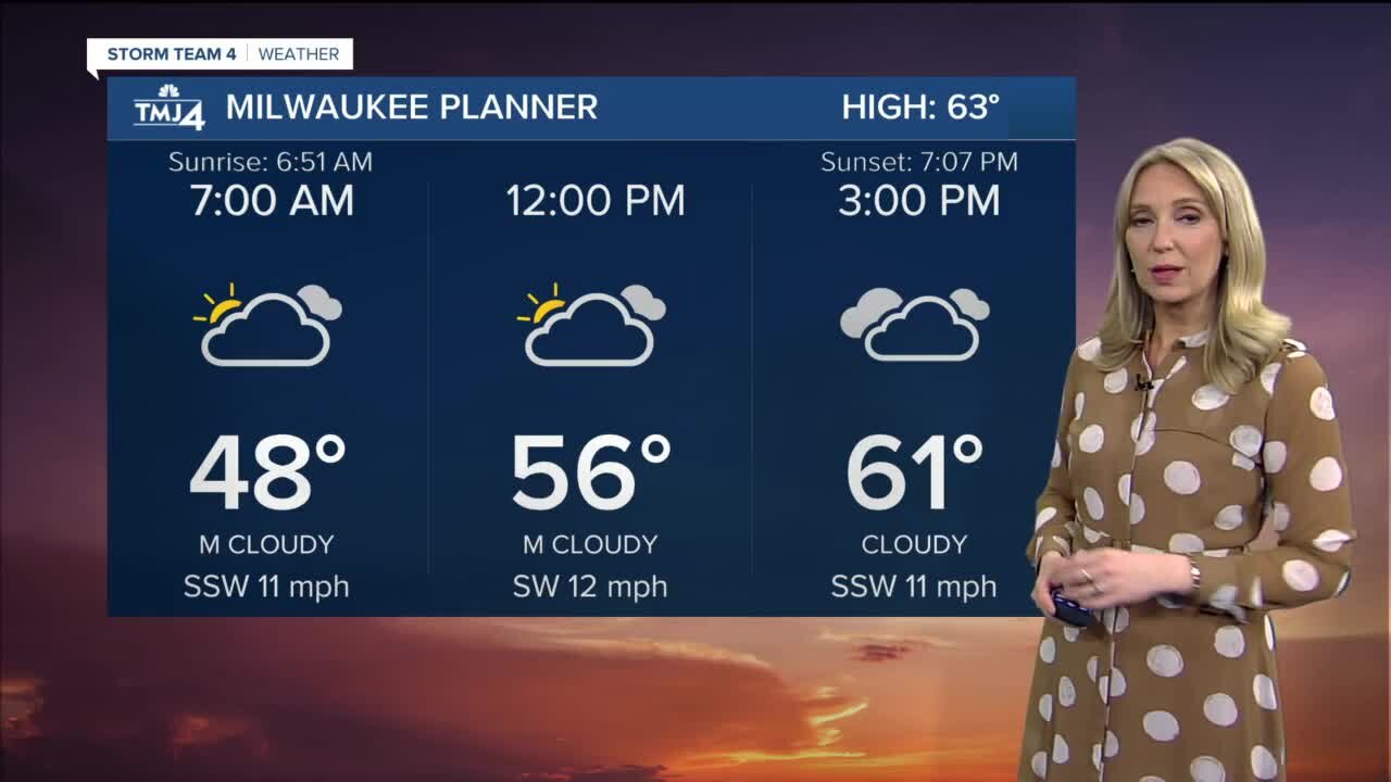 Warm start to the work week with highs in the 60s on Monday
