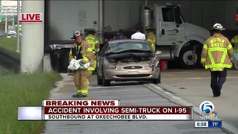 Semi crash on I-95 southbound in West Palm Beach