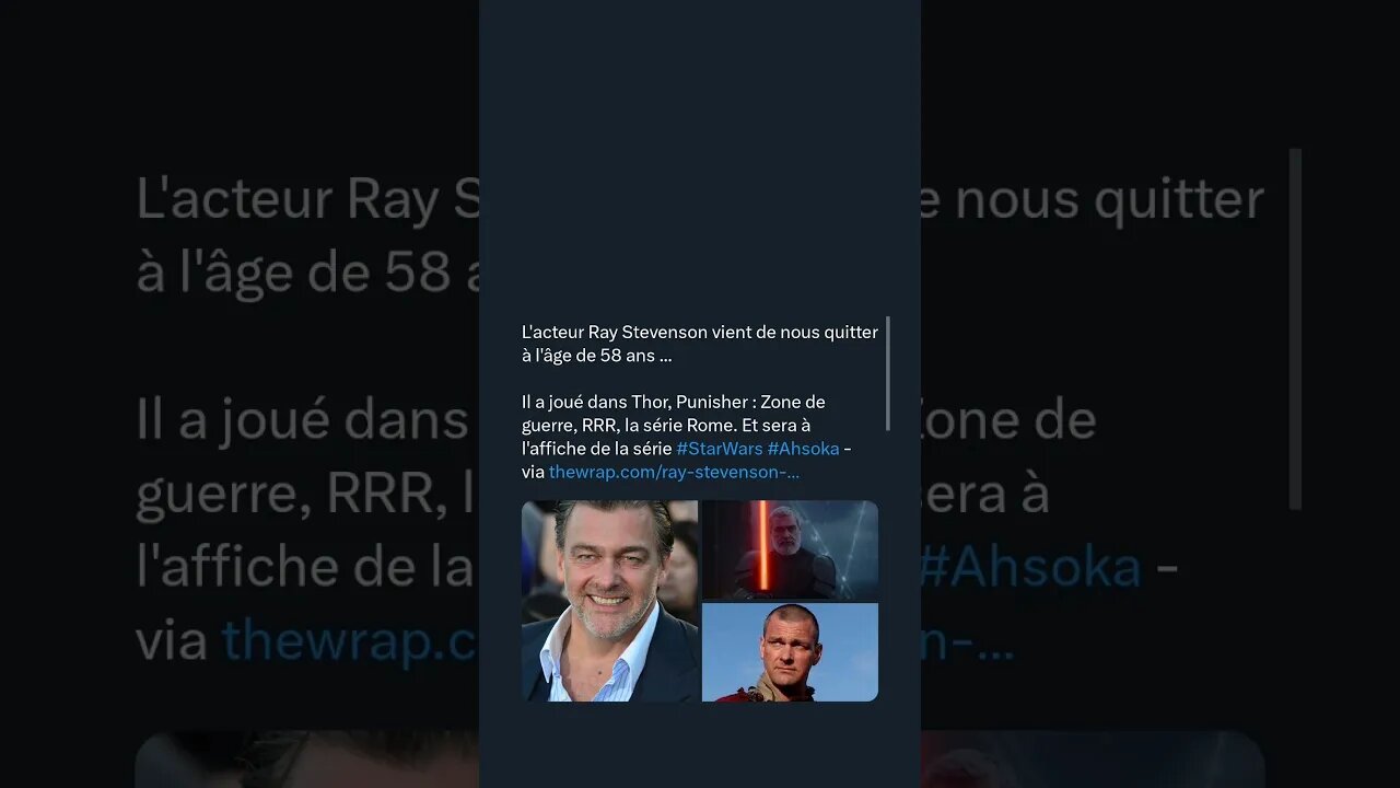 L'acteur Ray Stevenson vient de nous quitter à l'âge de 58 ans ...