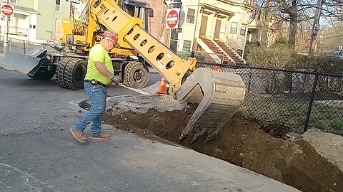 construction workers doing the ramps and sidewalks over along Lambert Ave and Bartlett Street