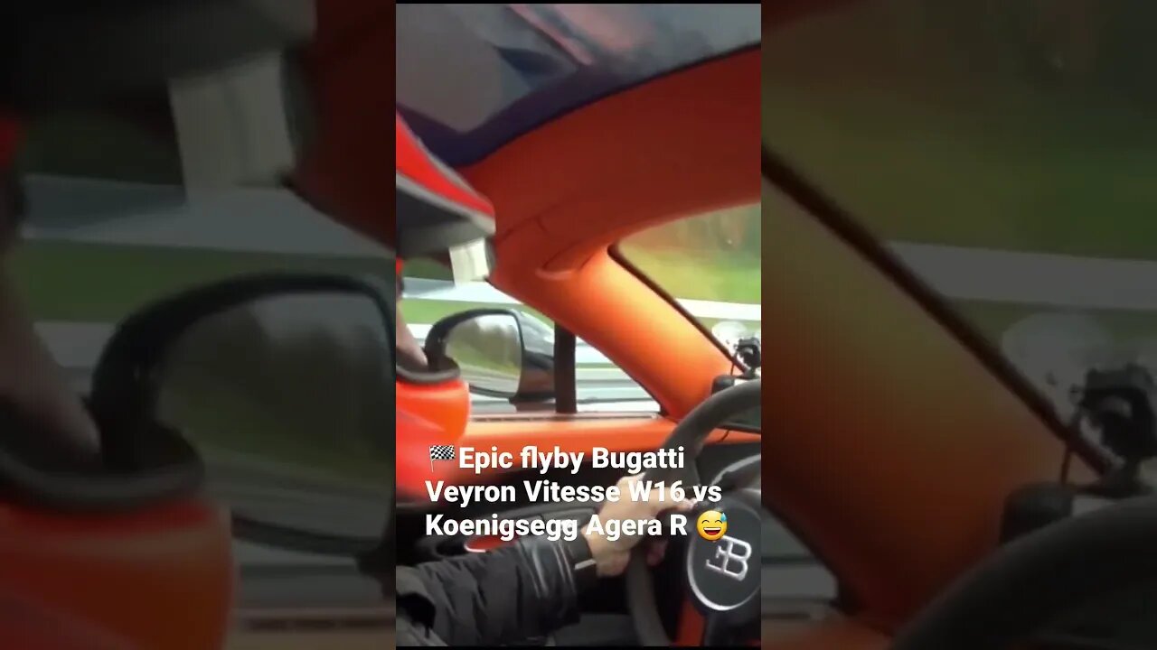 😅Flyby Koenigsegg Agera R in a Bugatti Veyron Vitesse W16 epic flyby in a brutal pursuit