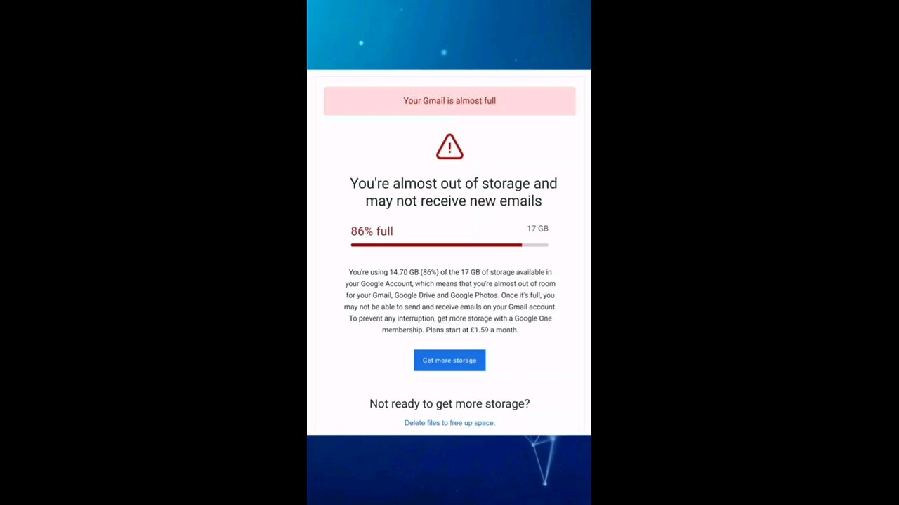 Gmail Storage Error Fix