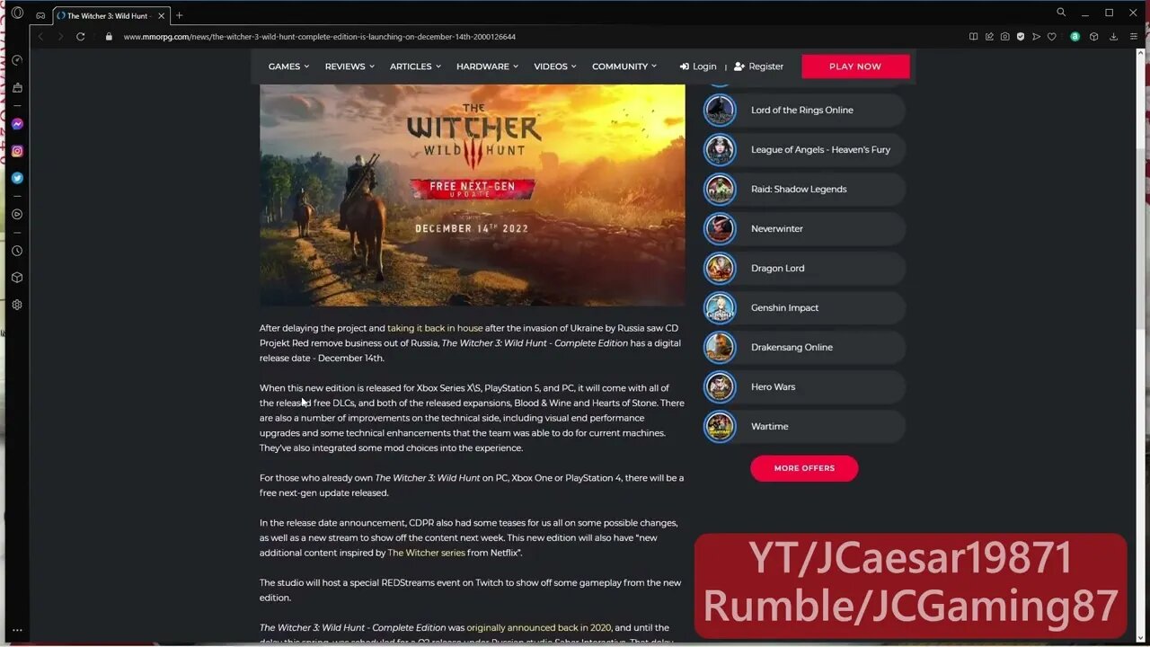 Witcher 3 Complete Edition news (Free next gen upgrade)