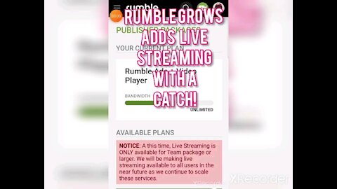 RUMBLE GROWS & NOW HAS LIVE STREAM WITH A CATCH!