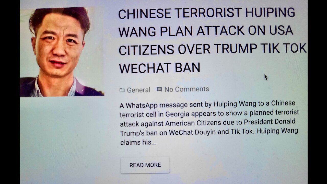 CHINESE TERRORIST HUIPING WANG PLAN ATTACK ON USA CITIZENS OVER TRUMP TIK TOK WECHAT BAN