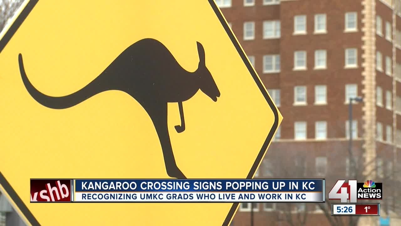 Kangaroo Crossing: new traffic-style signs pop up around Kansas City in UMKC campaign