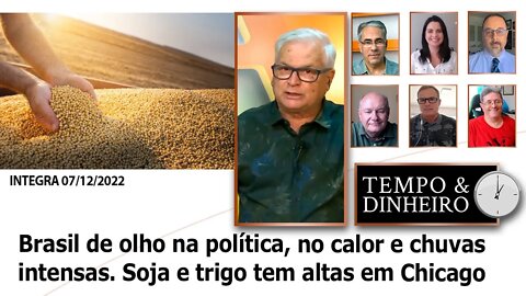 Brasil de olho na política, no calor e chuvas intensas. Soja e trigo tem altas em Chicago