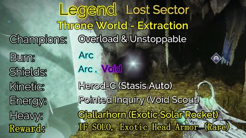 Destiny 2 Legend Lost Sector: Throne World - Extraction 6-22-22