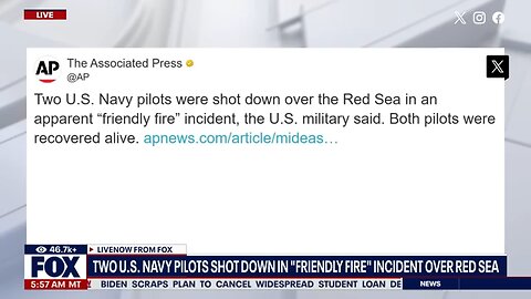 US navy pilot shot down over Red Sea