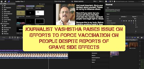 JOURNALIST VASHISTHA OF INDIA ON CORONA VACCINE