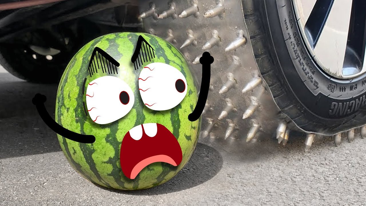 Crushing Crunchy & Soft Things by Car | Experiment: Car Nail vs Watermelon