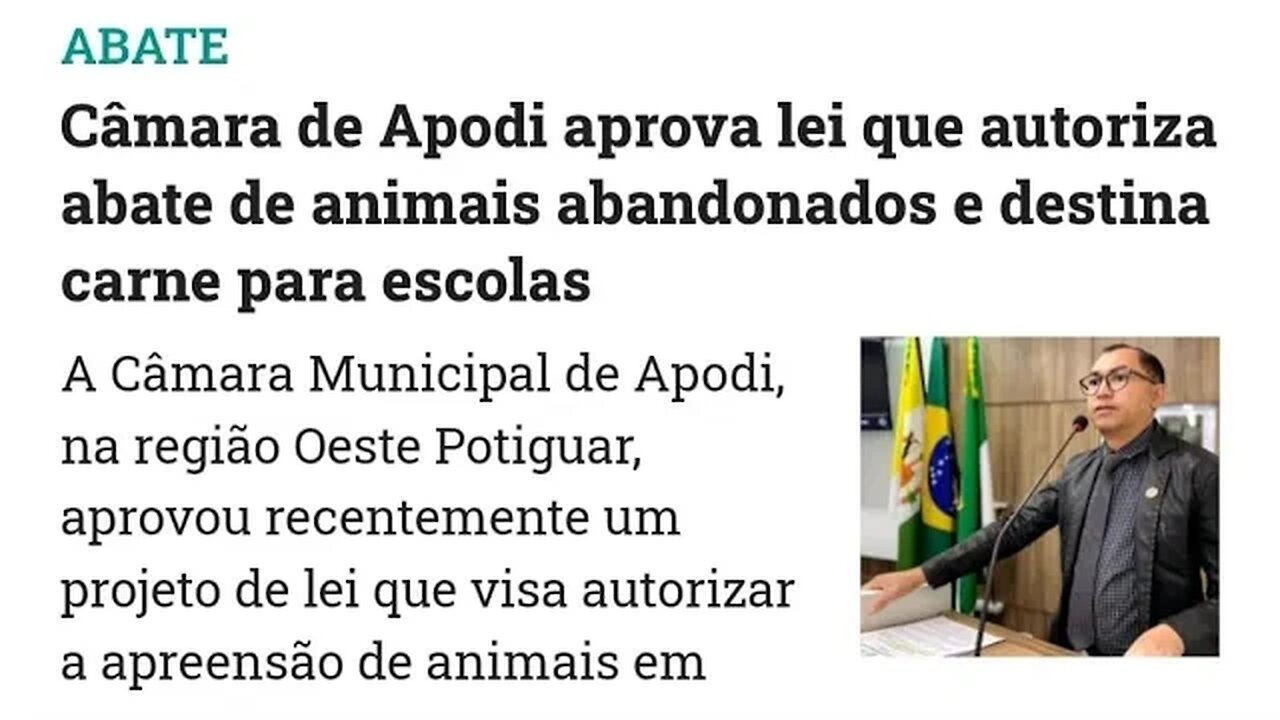 Câmara de Apodi Aprova Lei De Abate de Animais Abandonados e Destina a Carne para Escolas