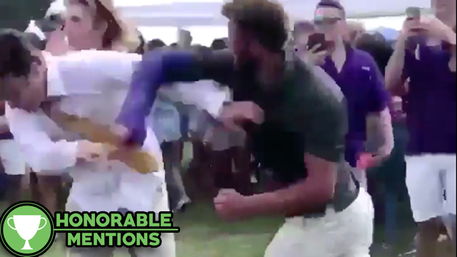 LSU Fan KNOCKED OUT Cold by Guy with Broken Arm - HM