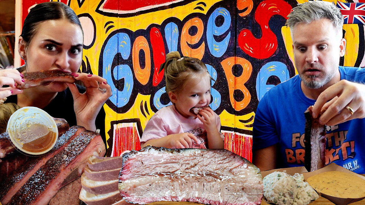 Brits Try The No#1 BBQ IN TEXAS (GOLDEE"S)