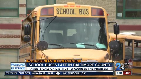 Parents call on district to address late school buses in Baltimore County