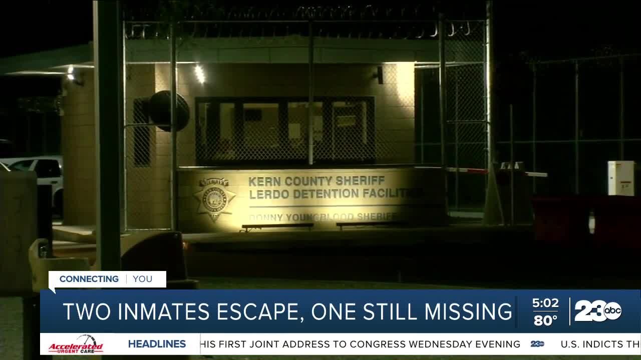 Two inmates escape, one still missing