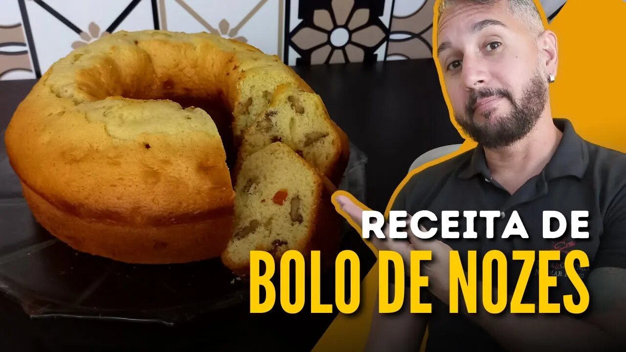 BOLO DE NOZES COM FRUTAS CRISTALIZADAS E PASSAS - RECEITA DE BOLO