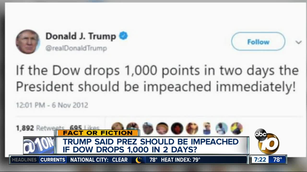 Trump called for impeachment when Dow dropped?