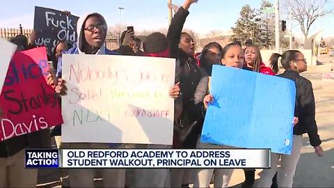 Detroit students, parents demand answers after teacher, principal placed on leave