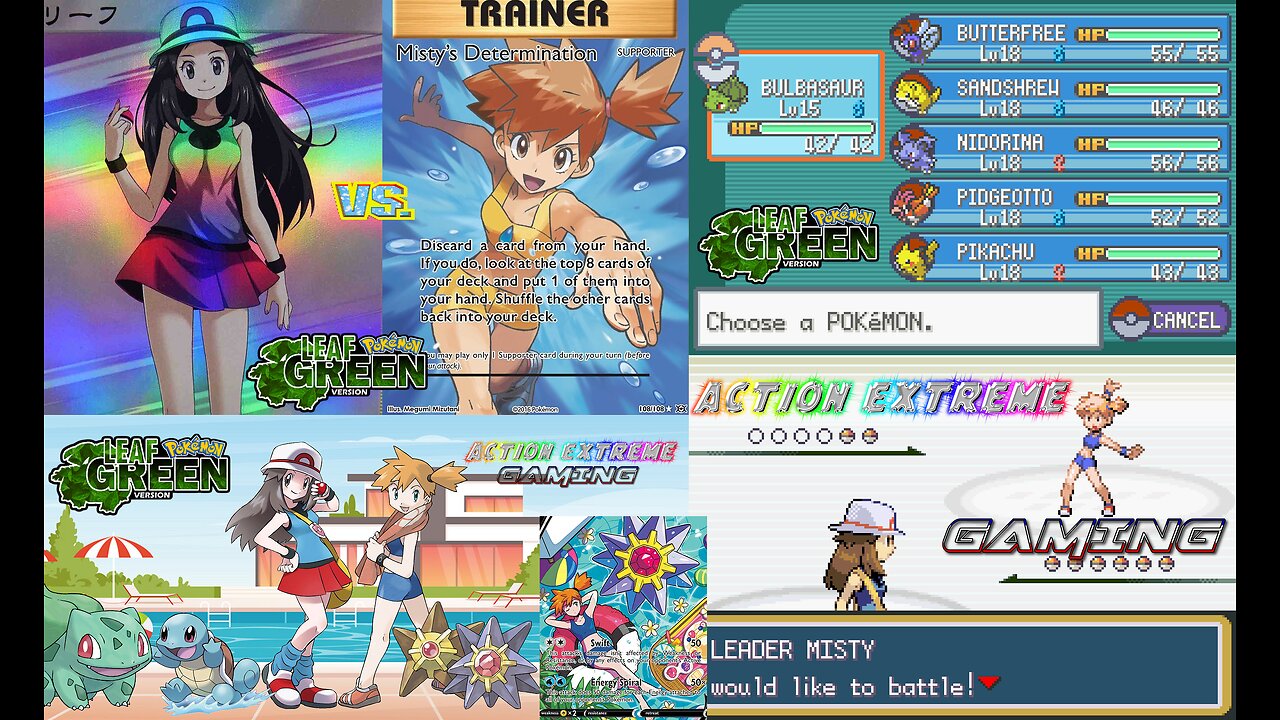 Action Extreme Gaming - Pokemon Gen 1: Leafgreen (Game Boy Advance) Leaf VS Misty Gym Battle