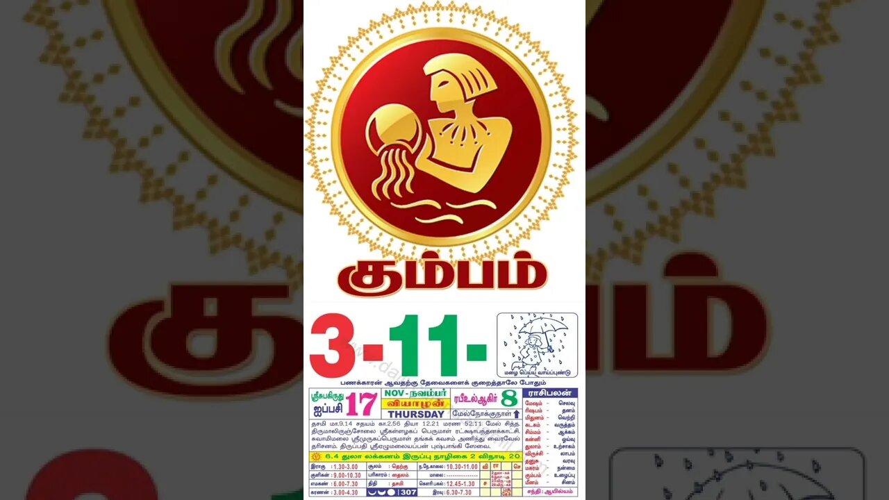 கும்பம் || இன்றைய ராசிபலன் || 03|11|2022 || வியாழக்கிழமை||Today Rasi Palan | Daily Horoscope