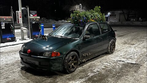 Putting a Christmas tree on top of the Honda(VLOGMAS DAY 6)