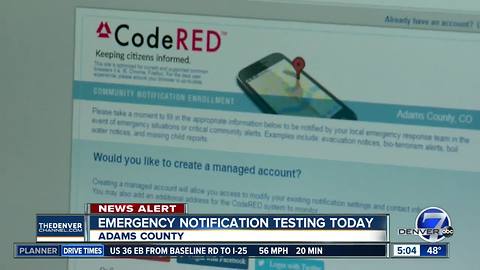 Adams County is testing its emergency alert system