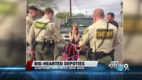 Deputies surprise girl who lost belongings in fire with new bike