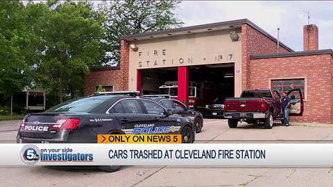 Vandals smash up employee cars at Cleveland fire station, all for $25 worth of change