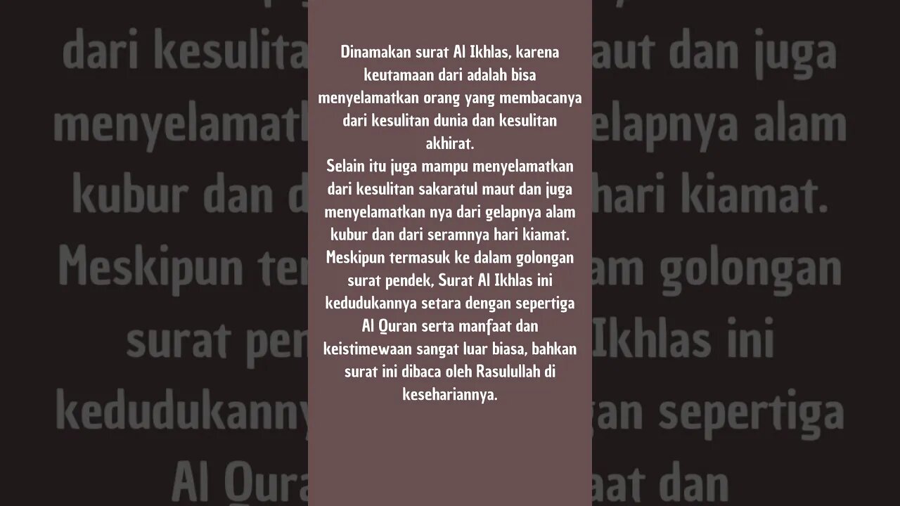 HEBATNYA SURAT AL-IHLAS #literasi #agamaislam #videoshort