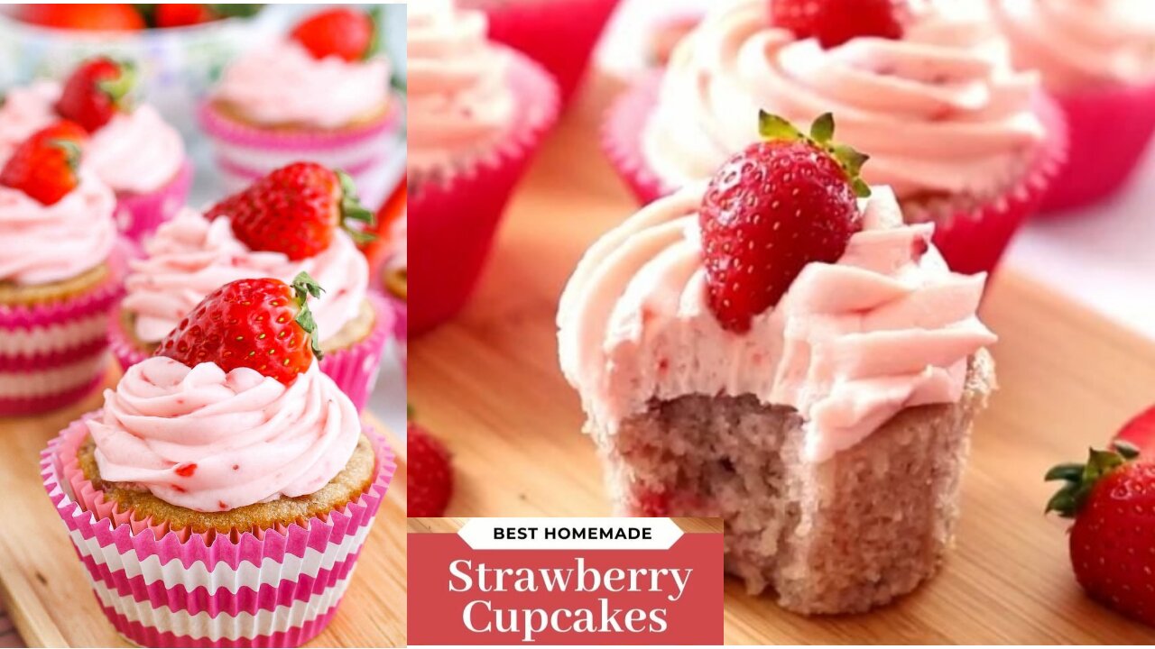 Strawberry Cupcakes with Strawberry Buttercream Frosting