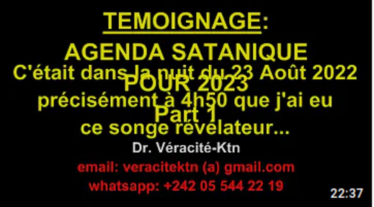 Agenda satanique pour 2023 part 1