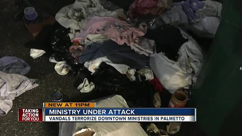 Vandals target homeless ministry, dump trash, urinate on the warehouse door