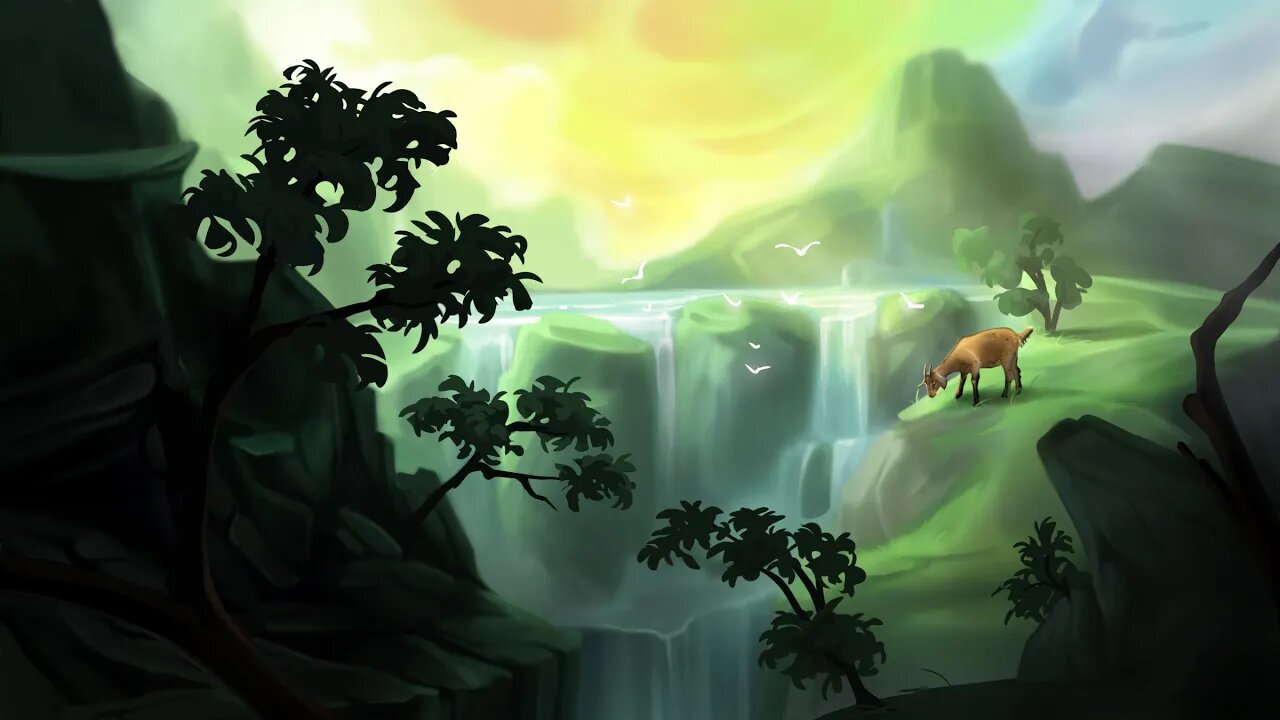 Mountain Waterfall | Digital Painting Process