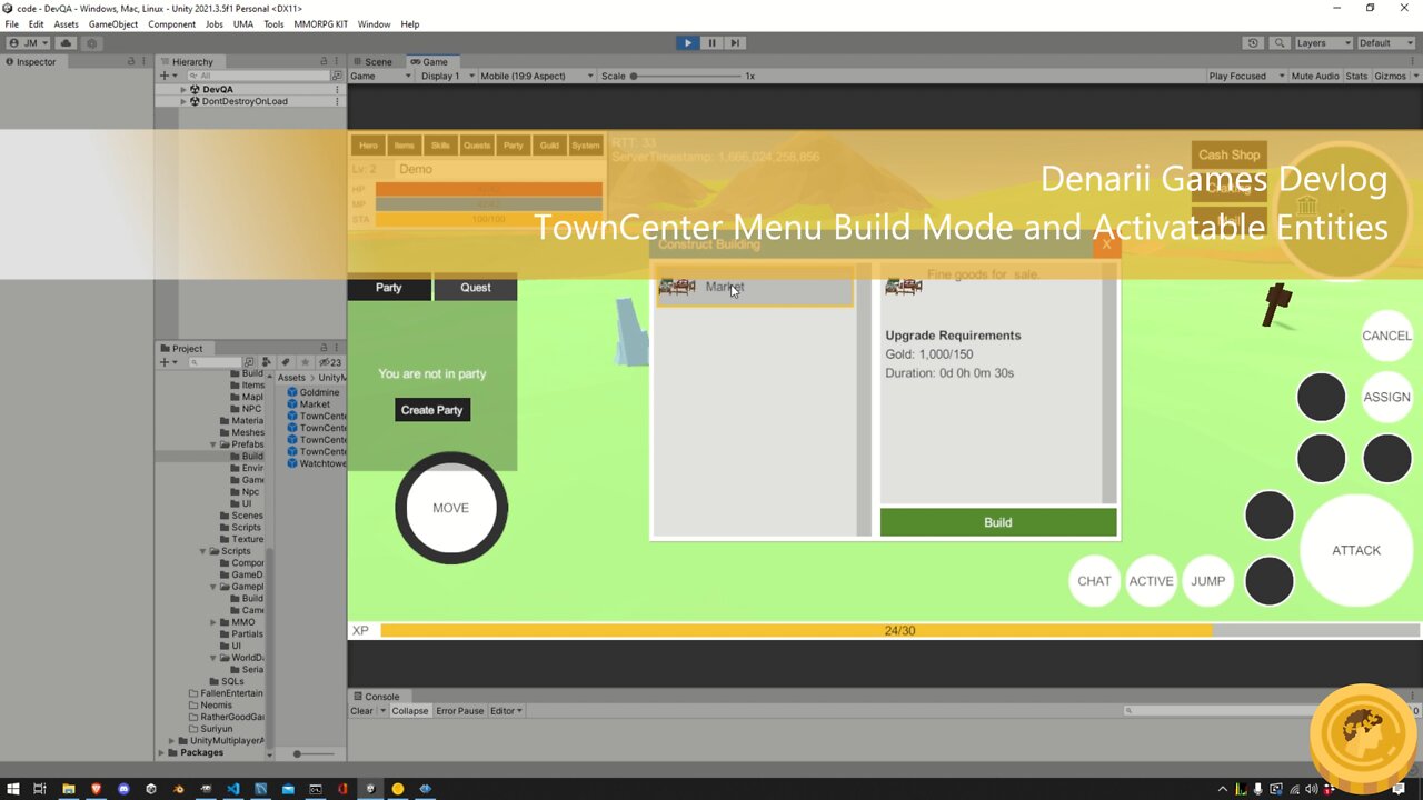 BuildingMMO System / TownCenter Build Mode and Activatable Entities