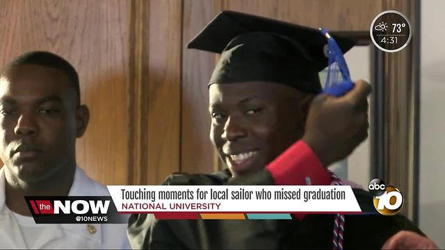 Touching moments for local sailor stuck on a ship for his graduation