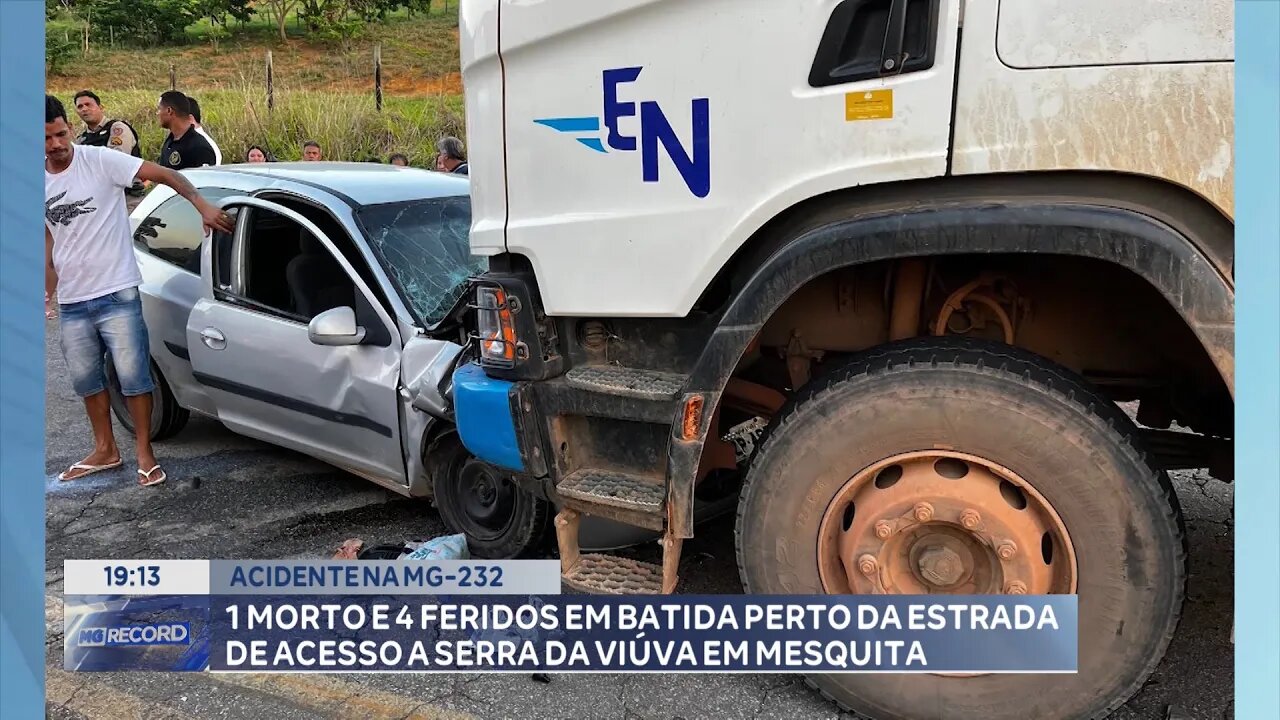 Acidente na MG-232: 1 Morto e 4 Feridos em Batida na Estrada de Acesso a Serra da Viúva em Mesquita.