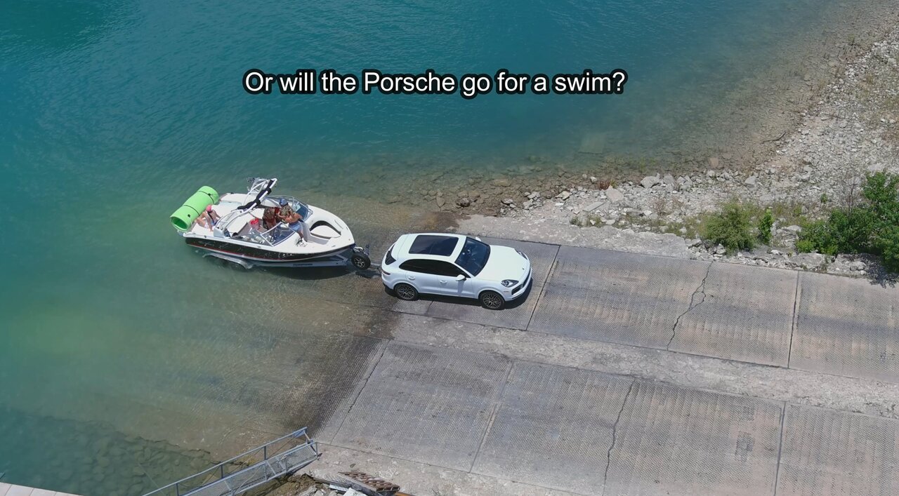 Brett Scally Launches His Huge Boat with a Porsche SUV - A Drone View