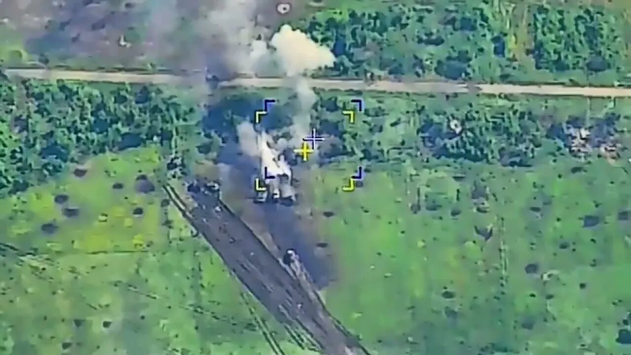 Destruction of American Oshkosh M-ATV MRAP by Russian Krasnopol guided artillery munition in Ukraine