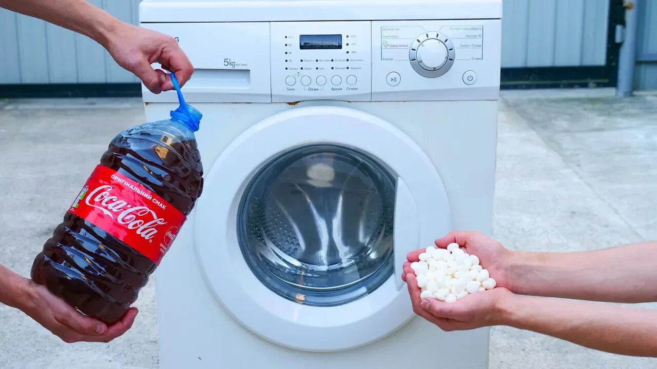 Experiment Coca Cola Mentos vs Washing Machine