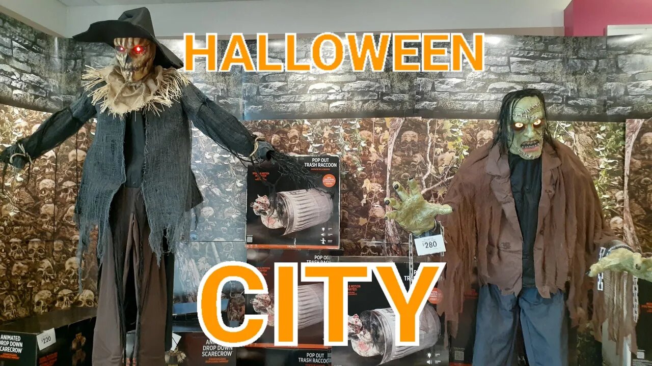 HALLOWEEN CITY 2023!! Walkthrough, Decor & HUGE Animatronics! The Last Code Orange #halloween