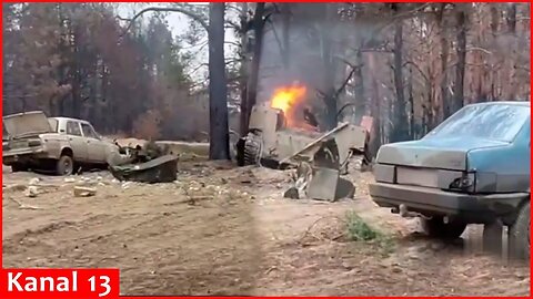 Russian equipment and vehicles attacked by drones in Kherson forest - images taken by Russians