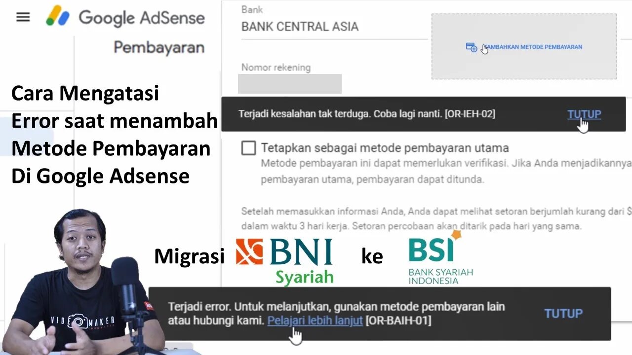 Cara Menambah Metode Pembayaran Adsense, Error [OR-BAIH-01]