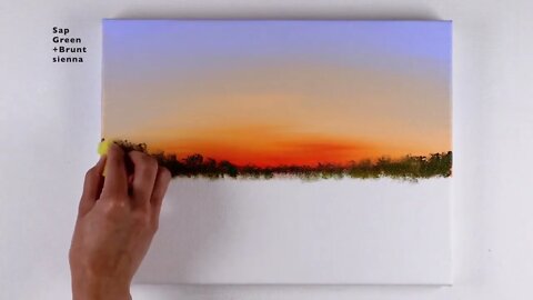 Sunset Painting | Sunset Landscape Painting | Sunset on the Lake Acrylic Painting