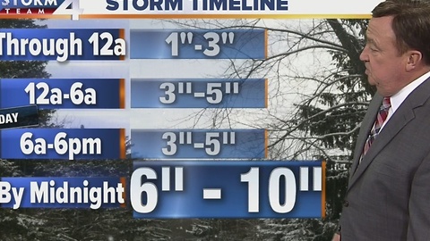 Saturday Night: Winter Storm Warning Timeline